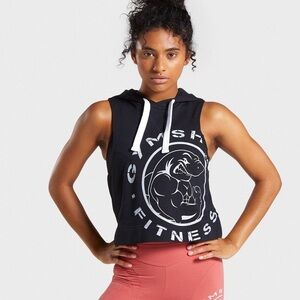 Gymshark Legacy Fitness Sleeveless Hoodie Black SMALL